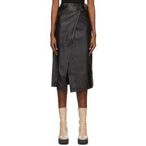 SALE!!!Simon Miller Black Faux-Leather Vega Mid-Length Skirt XS NWT